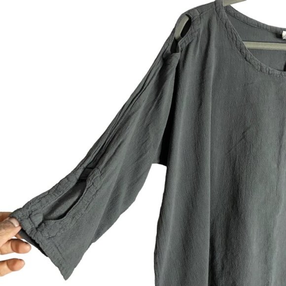 Abaca Women's Green Round Neck Patterned 3/4 Sleeve Top - Picture 4 of 6